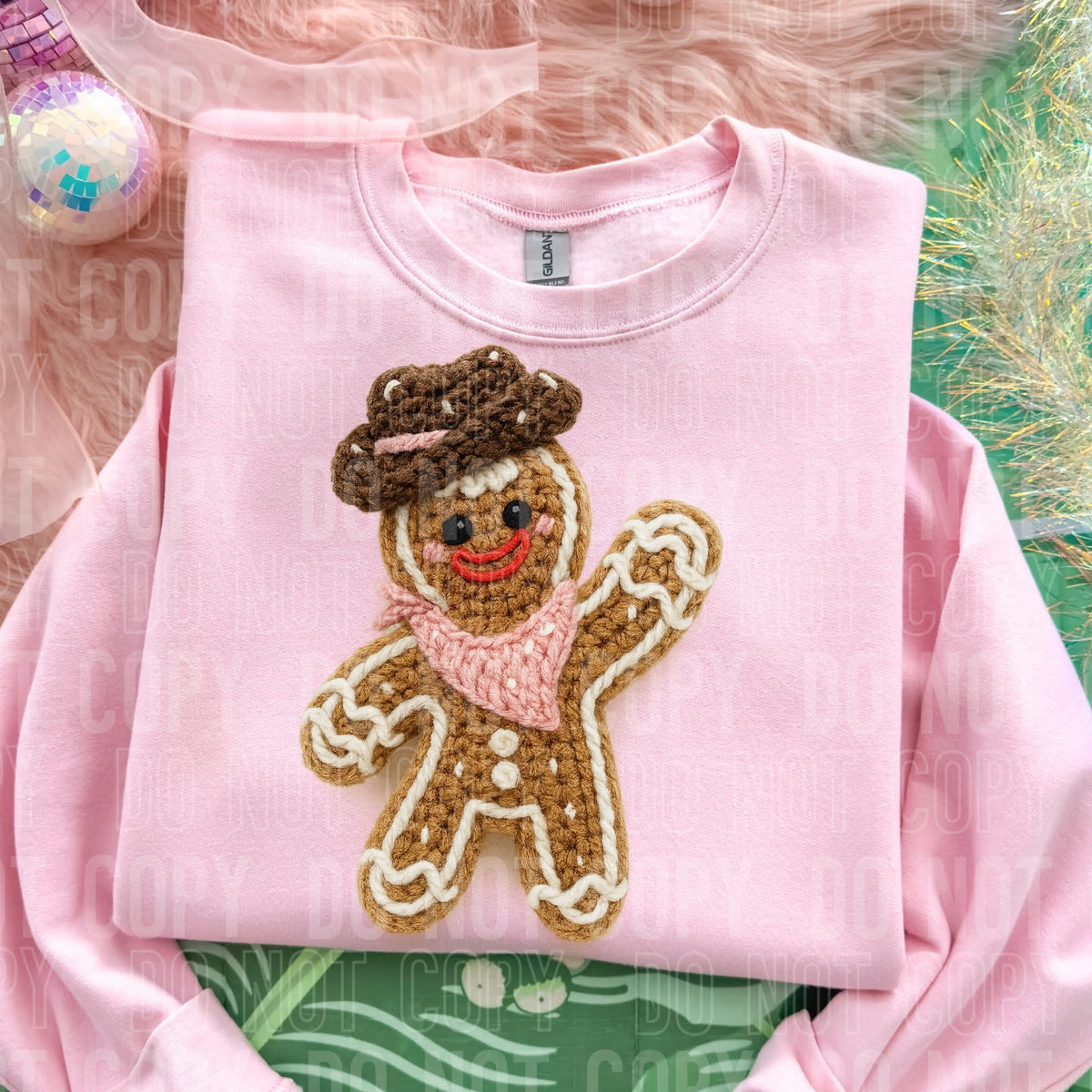 Faux Yarn /crochet Howdy Gingerbread (Sbb) DTF Transfer