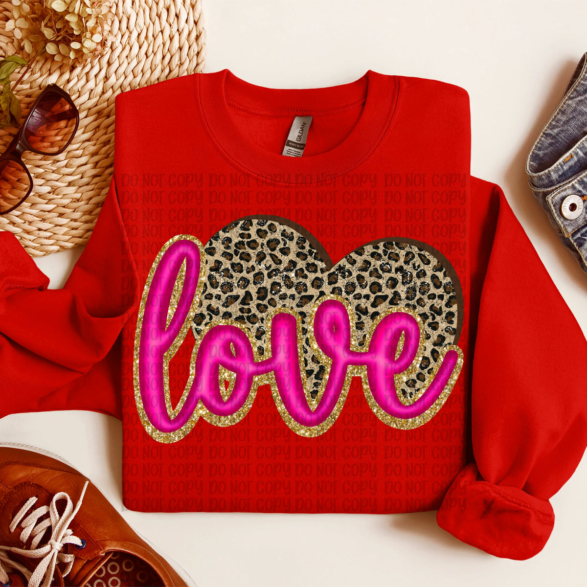 Love Cursive pink leopard heart (VP) DTF transfer