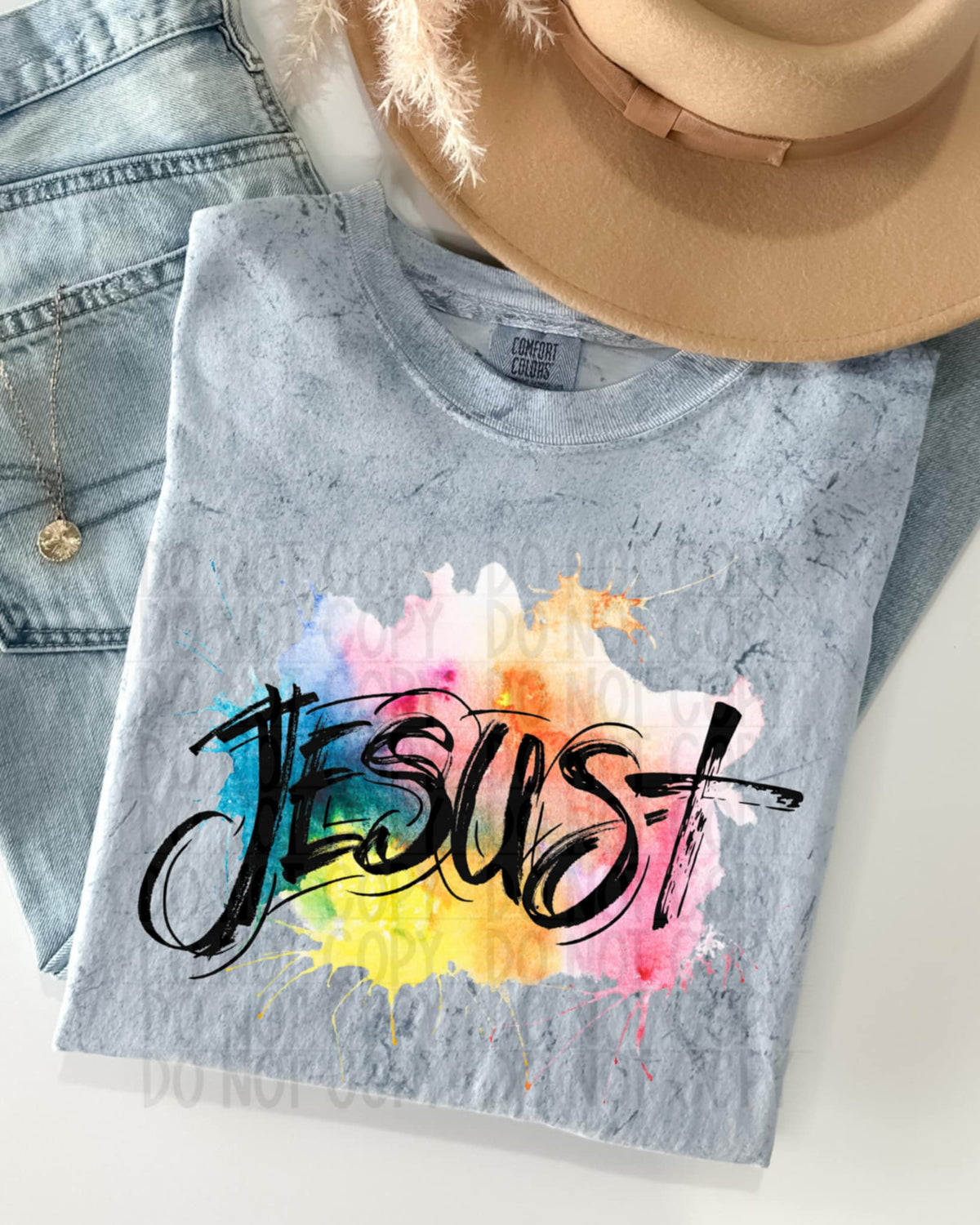 Jesus watercolor background 94588 DTF transfer