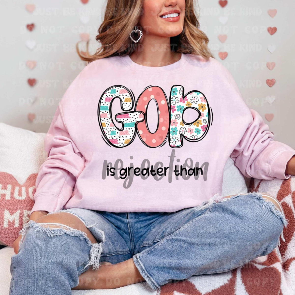 God is greater than rejection color and black (VLB) 87410 DTF transfer