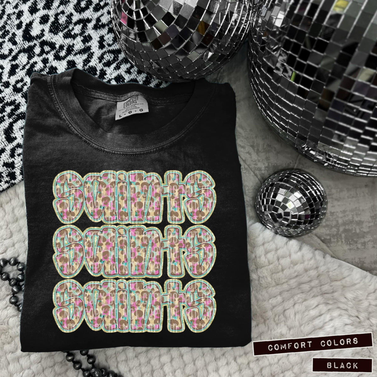 Saints Leopard Stacked (Caplinger) 98505 DTF transfer