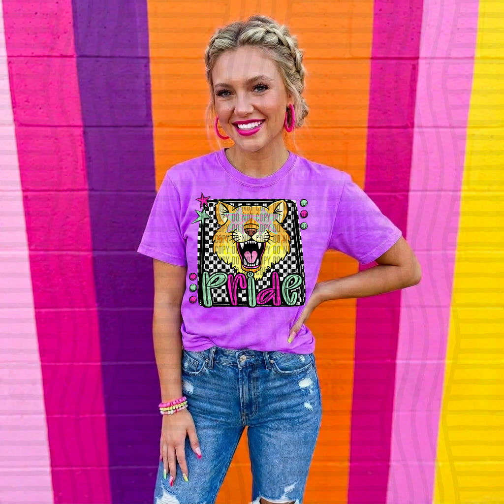 wildcats pride preppy checkered square colorful (Caplinger) DTF Transfer