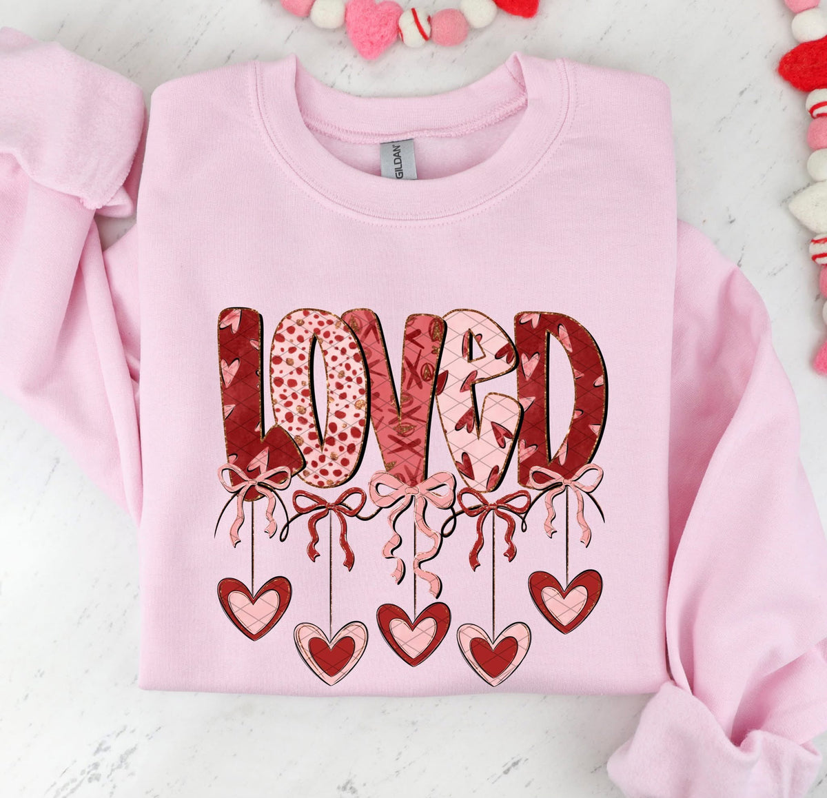 Loved hearts and bows (SDD) DTF transfer