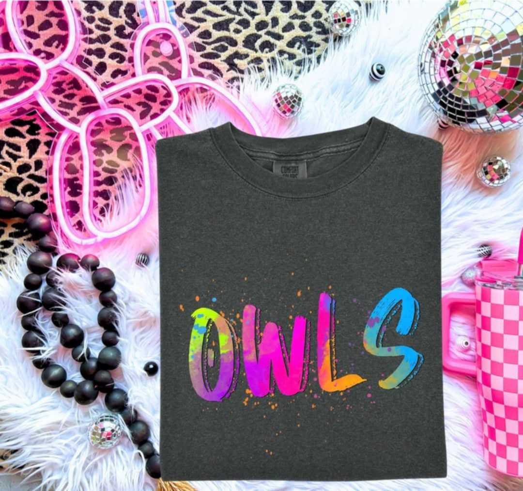 Owls Neon Splatter (S&G) 100017 DTF transfer