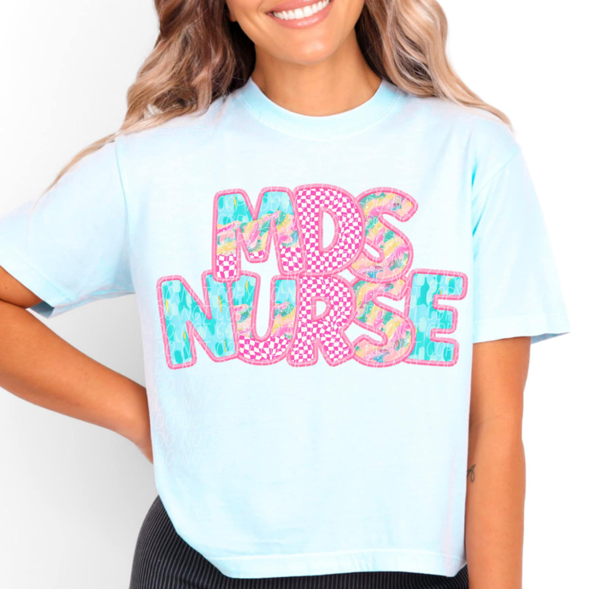 MDS nurse pink checkered (CITY) 97092 DTF transfer