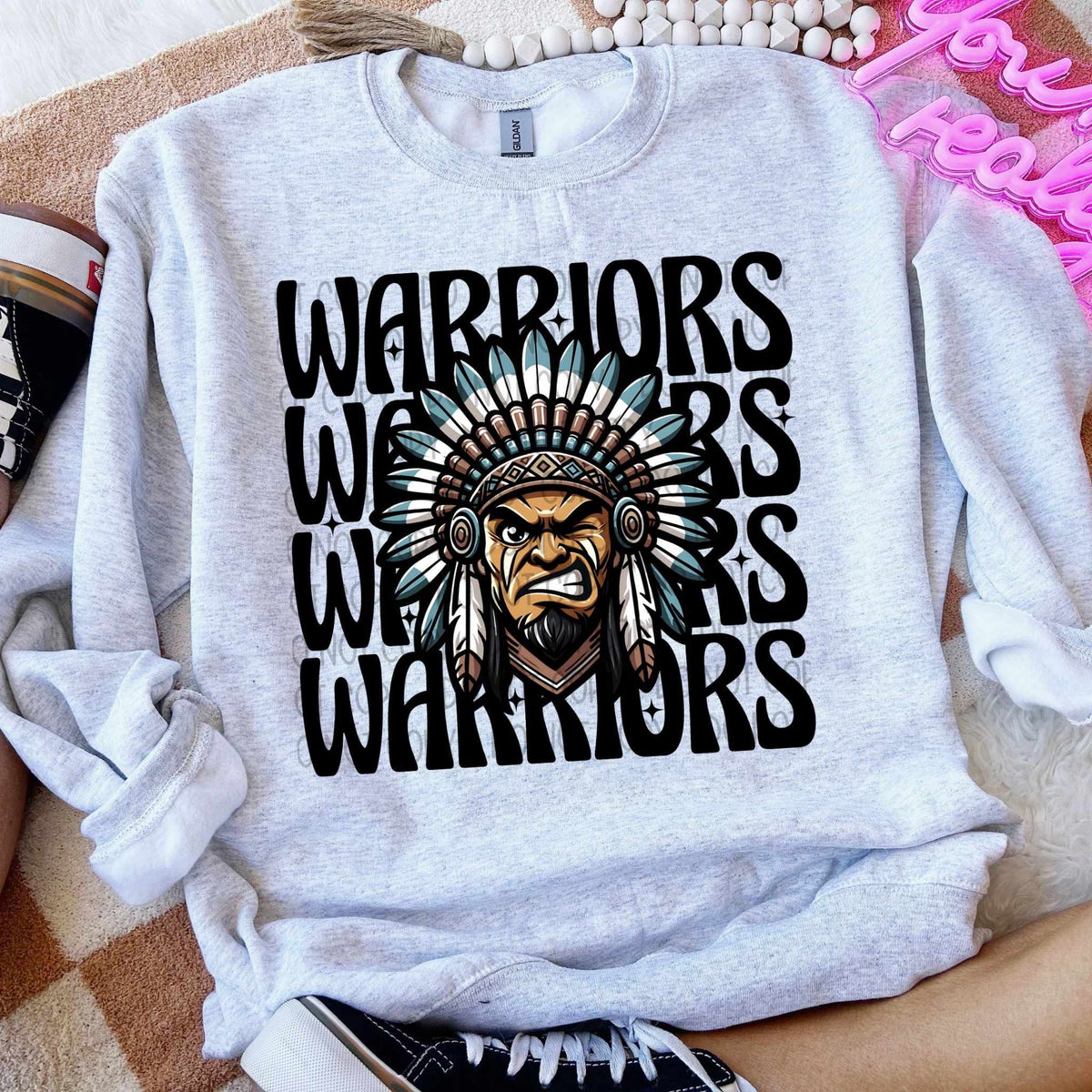 Warriors stacked Winking Mascot SWD 49026 DTF transfer