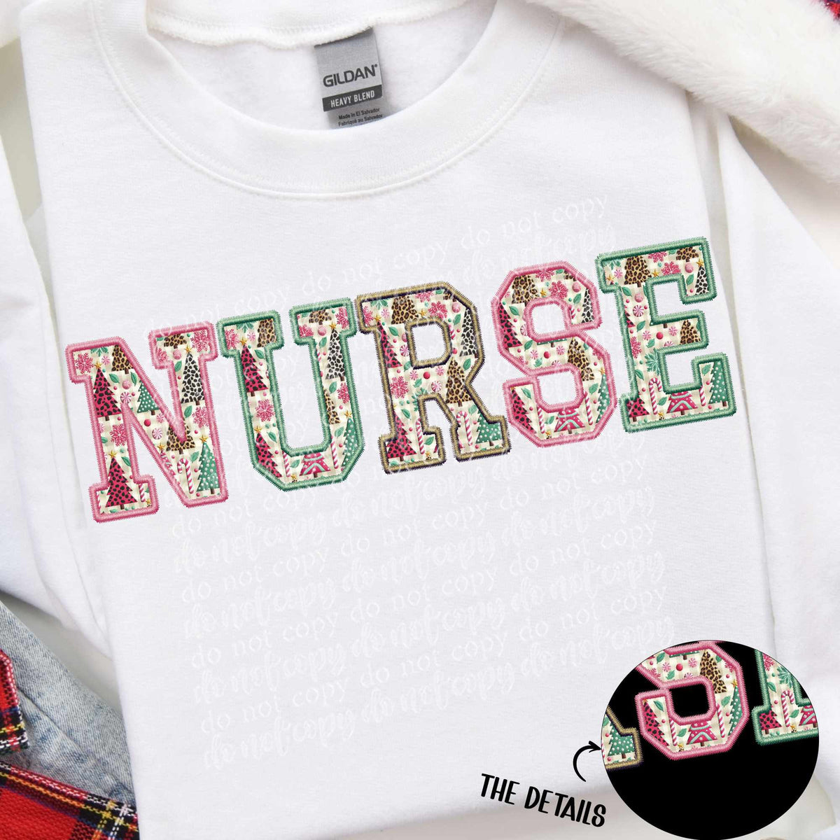 Nurse Christmas tree filled embroidery (TTD) 67031 DTF transfer