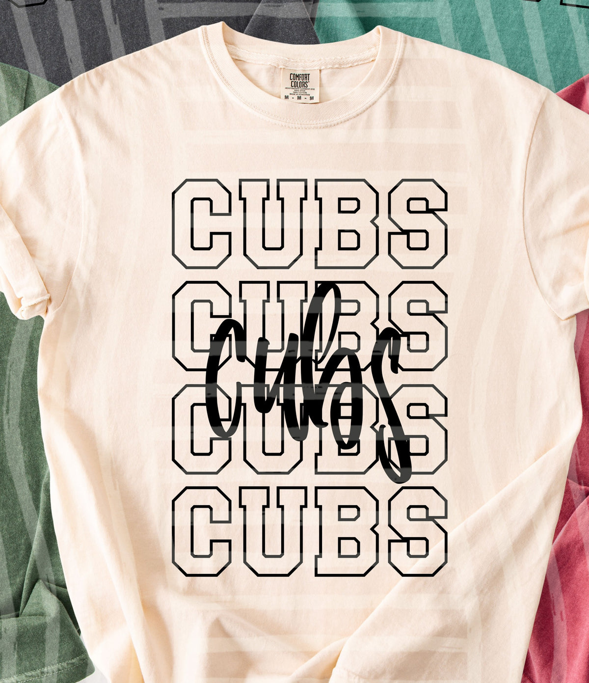 cubs simple stacked outlines (Caplinger) DTF Transfer