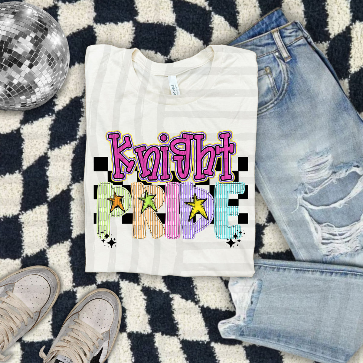 Knight Pride - Colorful Stripe With Stars And Checker 108208 DTF transfer