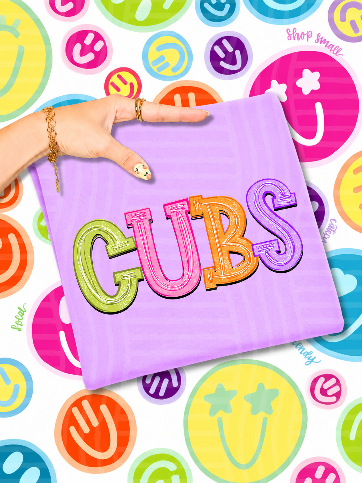 cubs simply colorful stacked (Caplinger) DTF Transfer