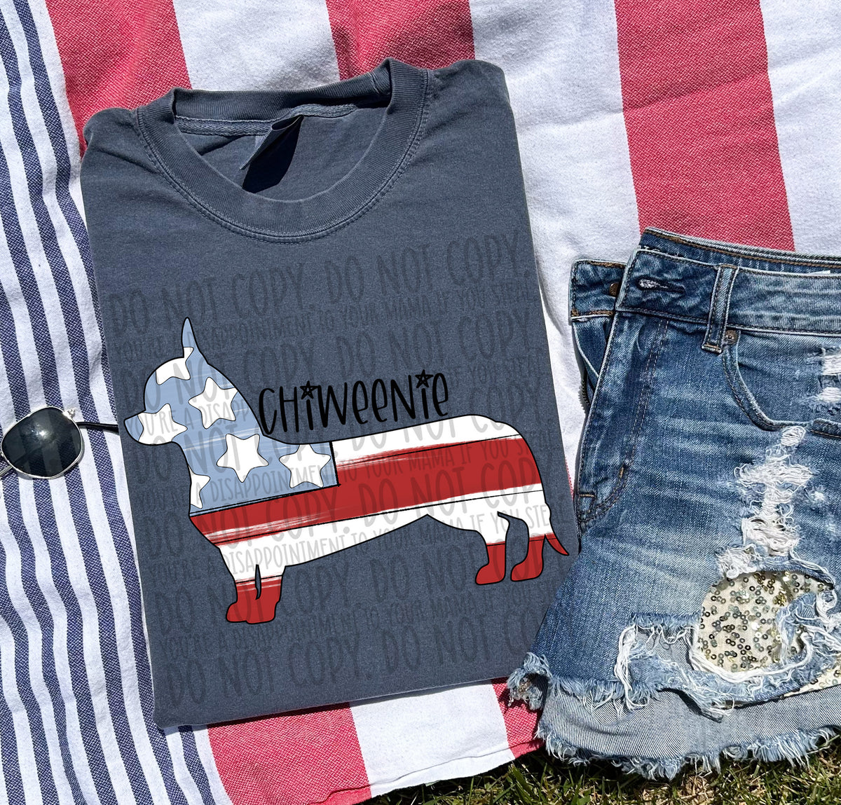 CHIWEENIE patriotic black (SWD) DTF transfer