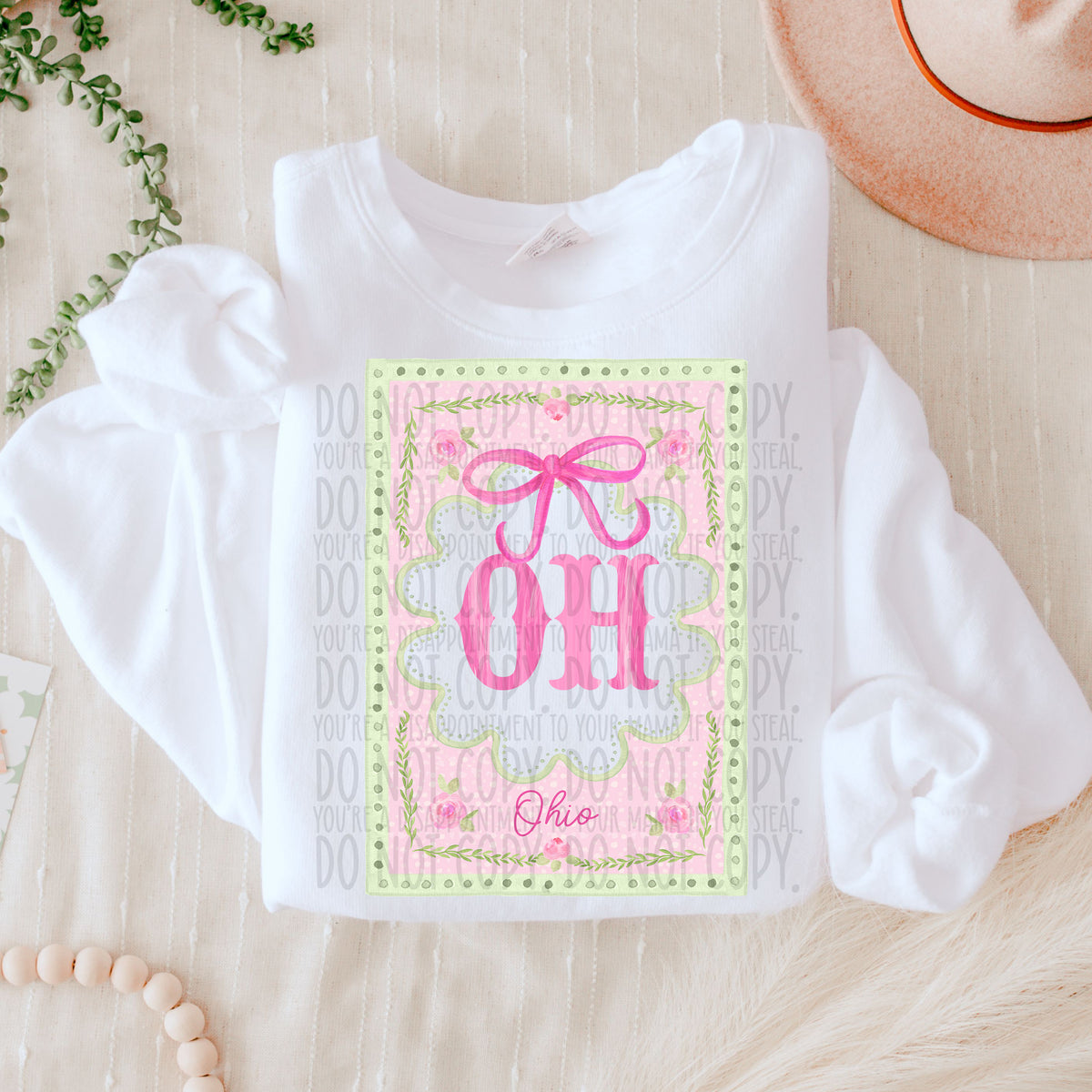 OH pink frame with bow (SWD) DTF Transfer
