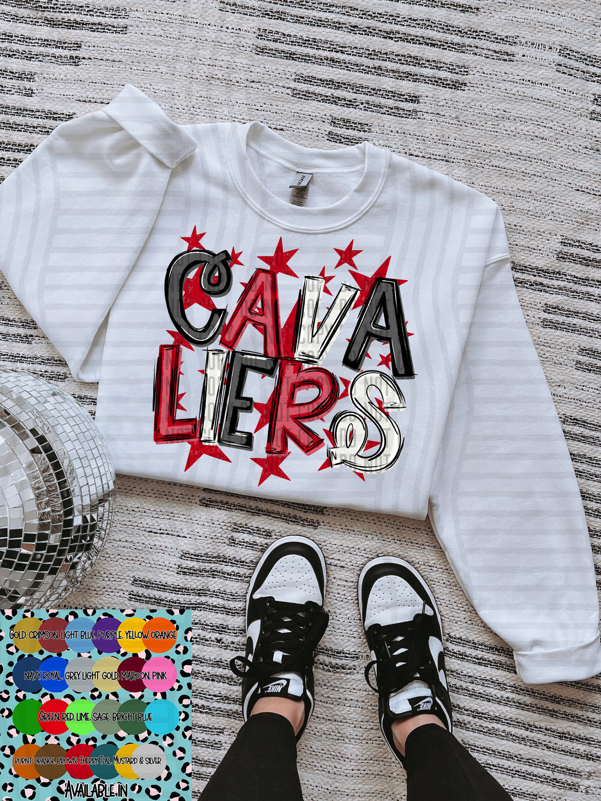 cavaliers black white and red with red stars (Caplinger) DTF Transfer