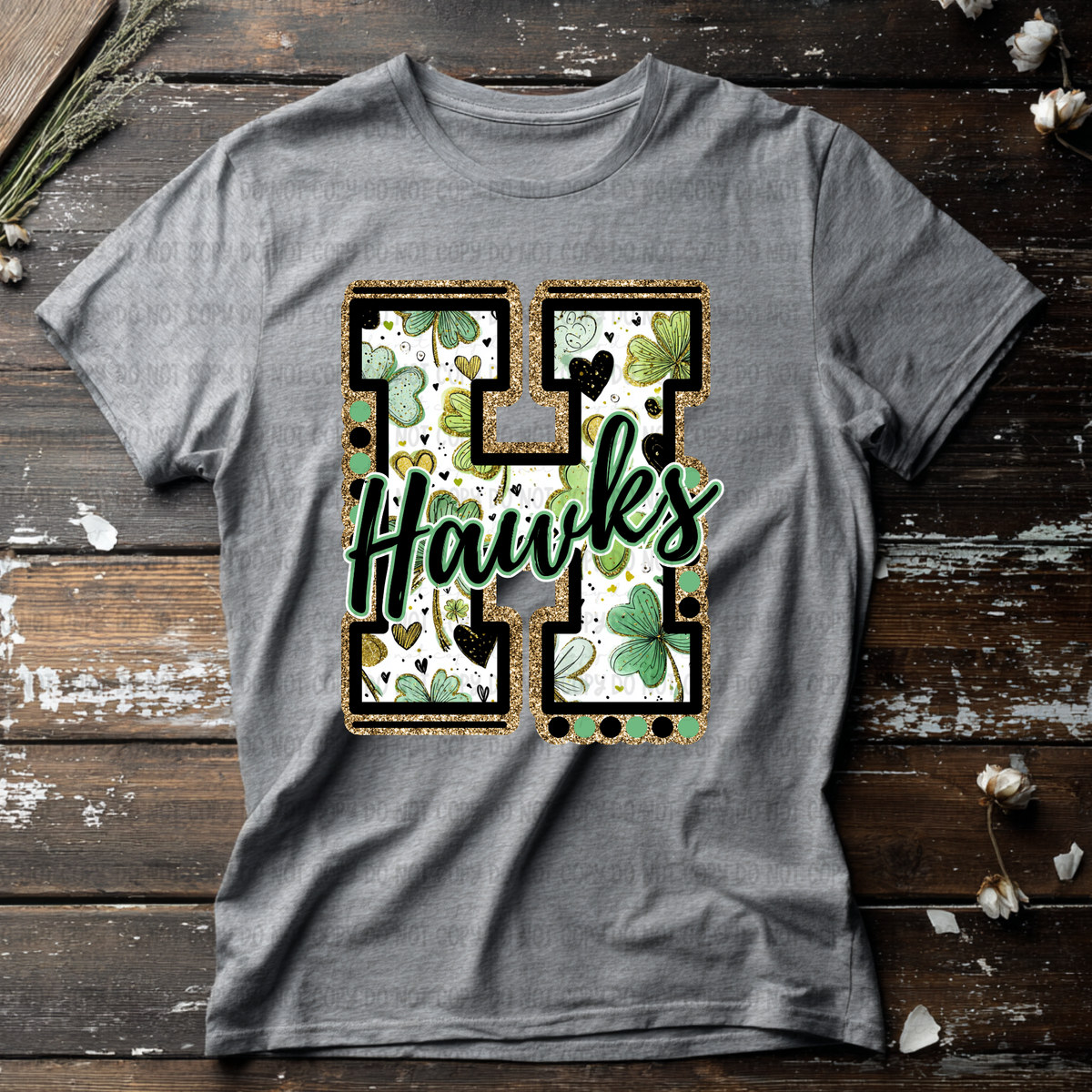 Hawks letter St. Patrick's Day GREEN (Revel) DTF Transfer