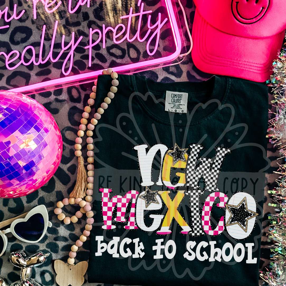 new mexico back to school patterned letters (vehement) DTF Transfer