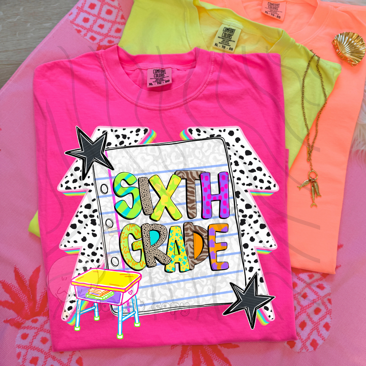 Sixth grade dalmatian lightning bolts (DKD) DTF transfer