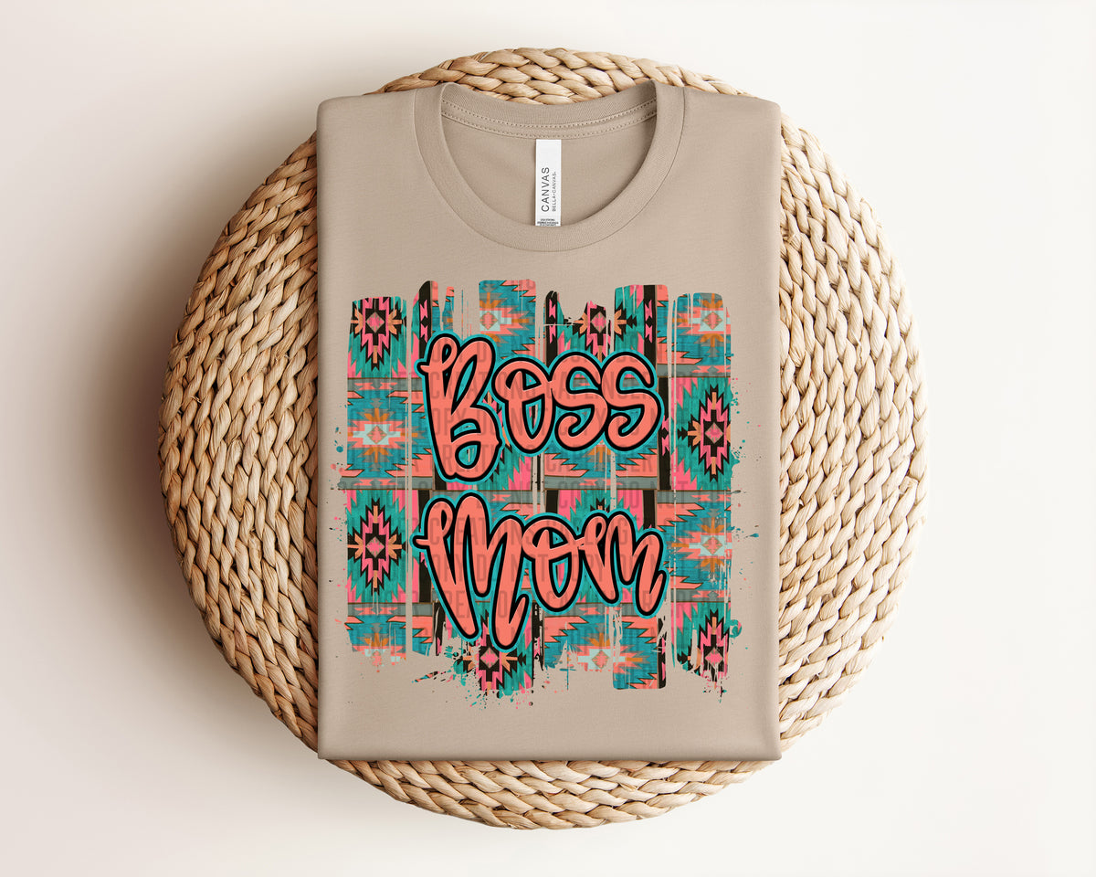 Boss Mom Aztec Brushstrokes (Caplinger) DTF transfer