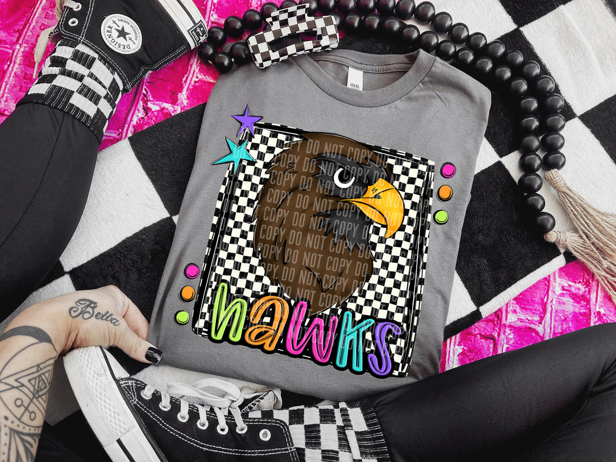 Checkered Preppy Bright Hawks (Caplinger) DTF transfer
