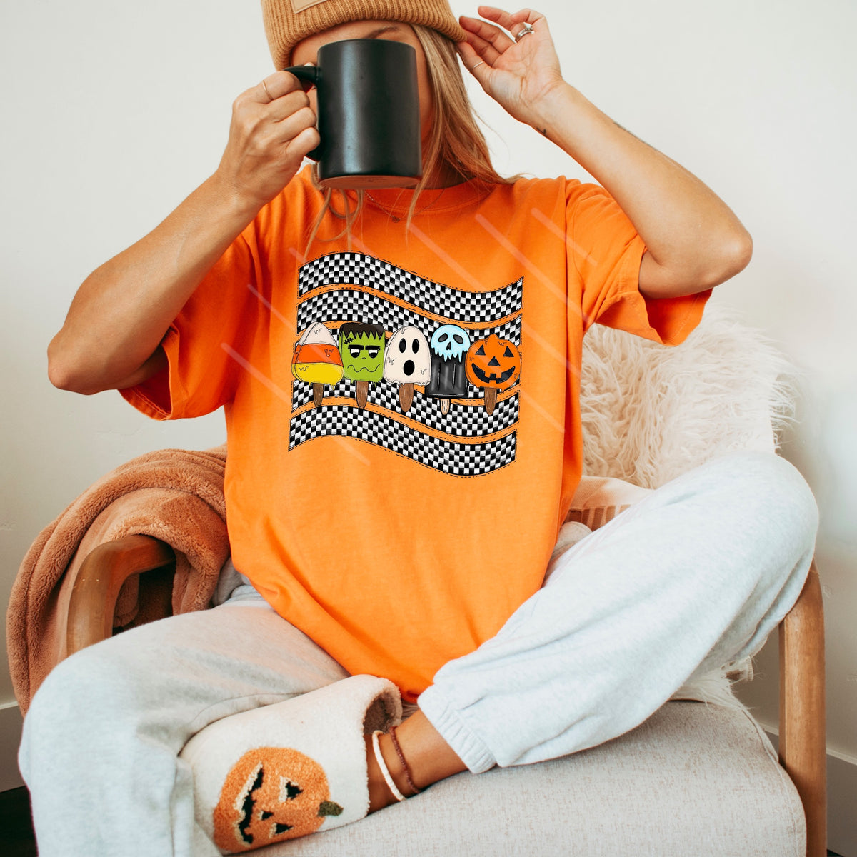 Halloween ice cream wavy checker 111834 DTF transfer