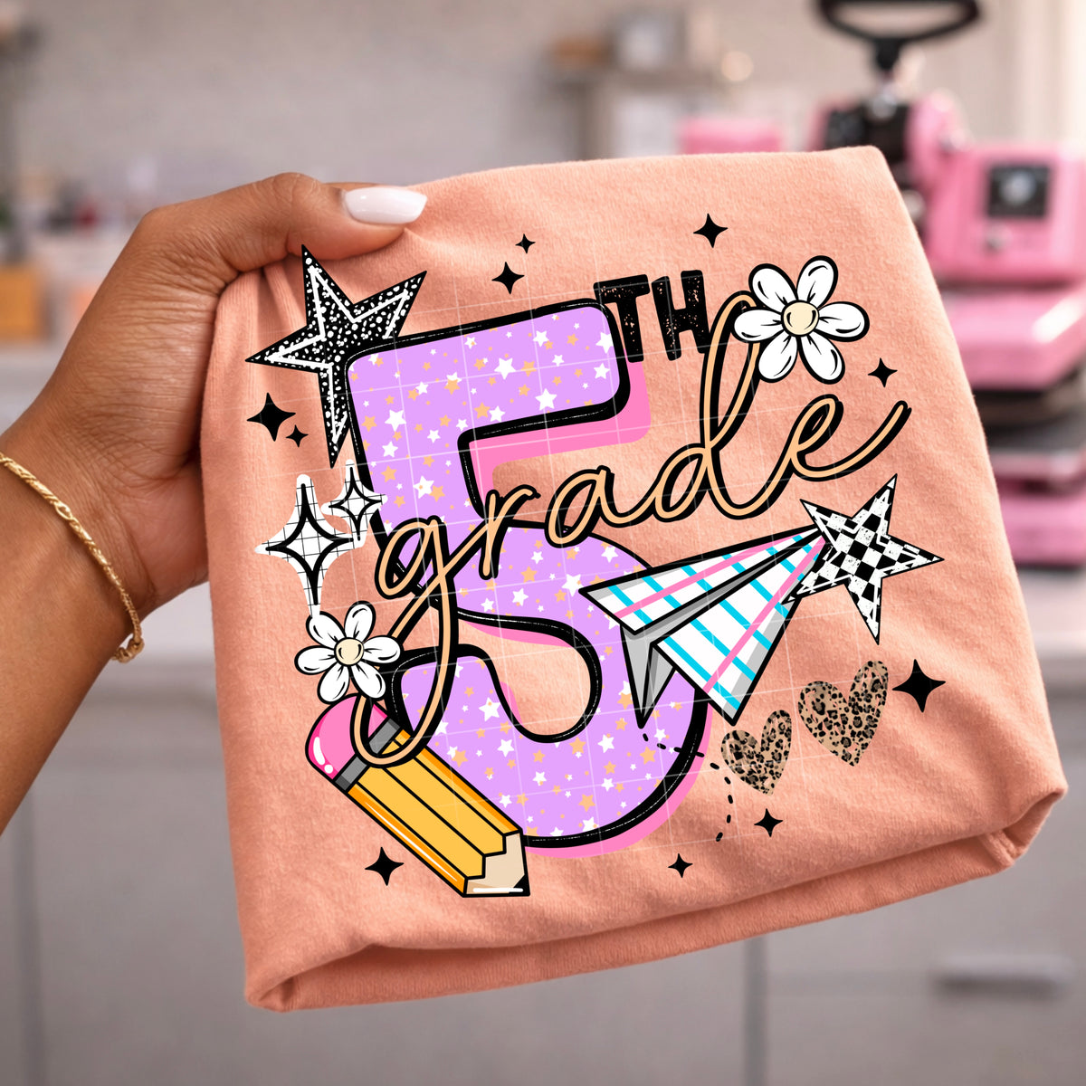 5th Grade (purple with stars) (CSC) DTF Transfer