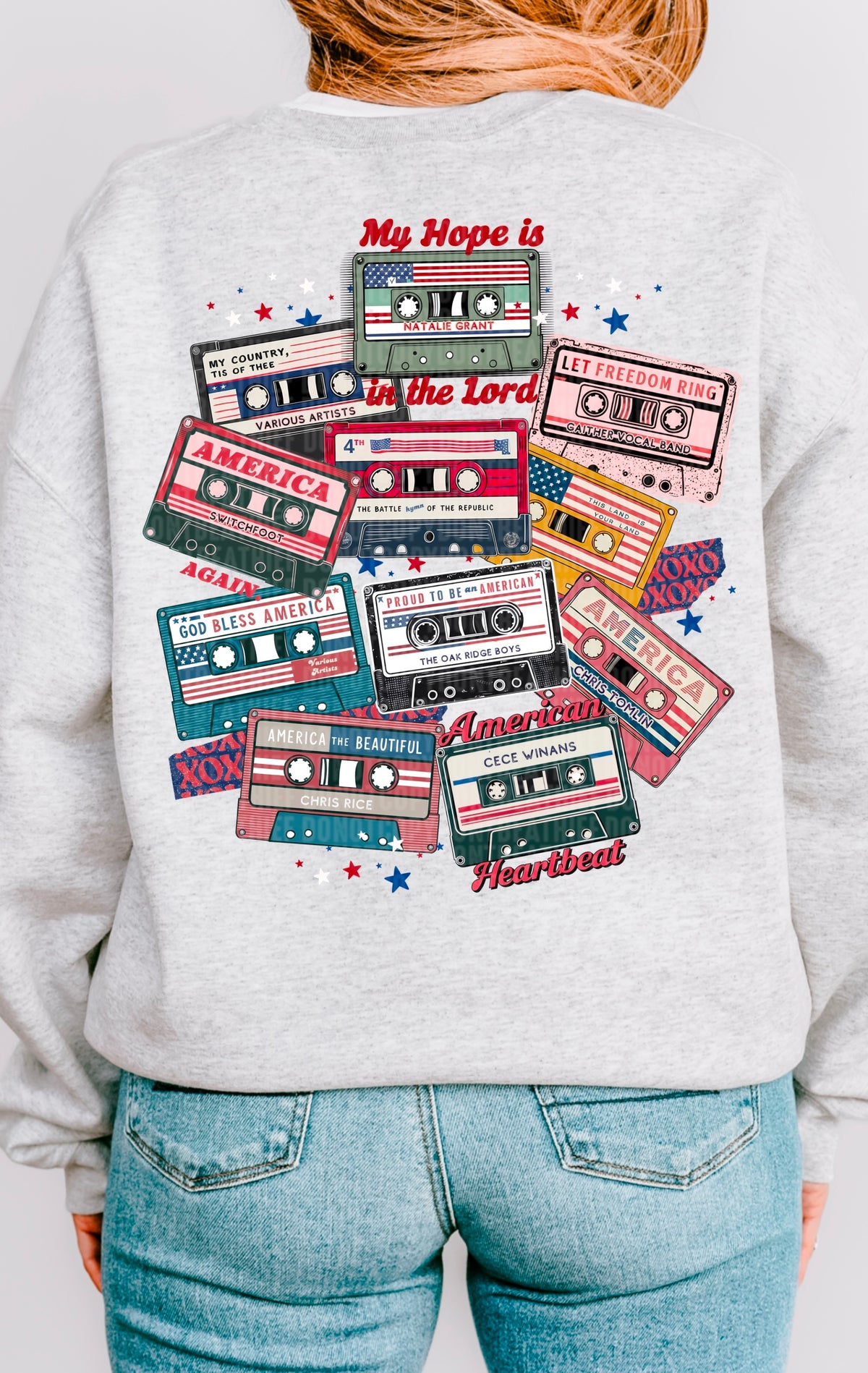 Patriotic cassette tapes 95533 DTF transfer