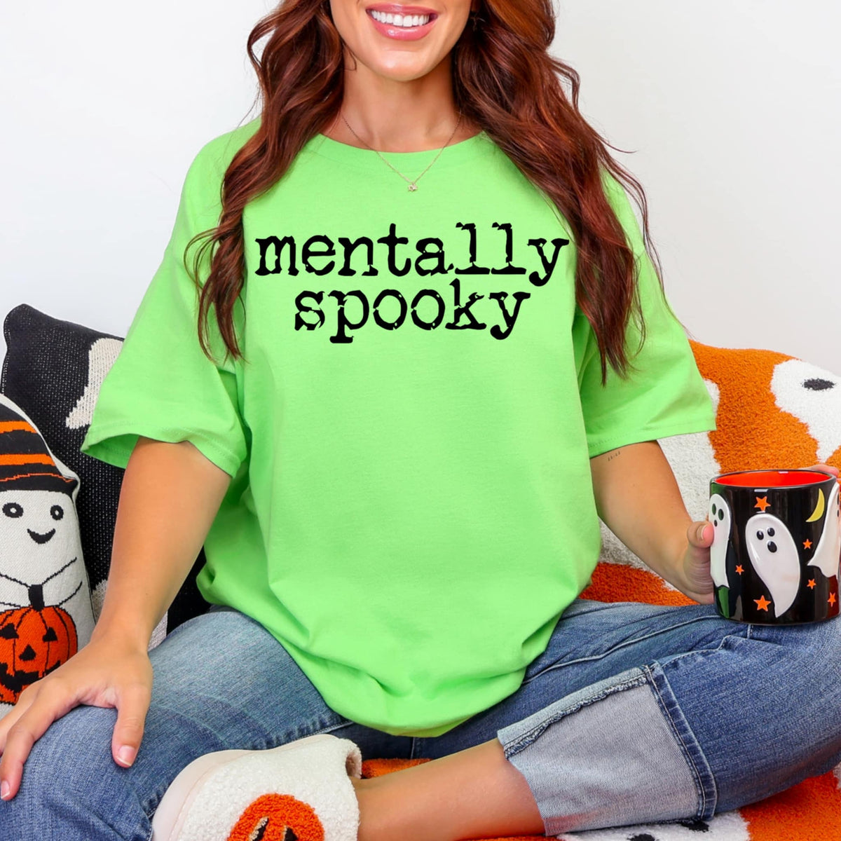 Mentally Spooky black font (abd) DTF transfer