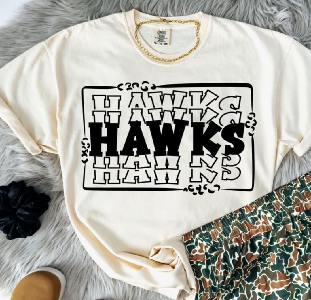 Hawks stacked with frame (S&G) 98097 DTF transfer