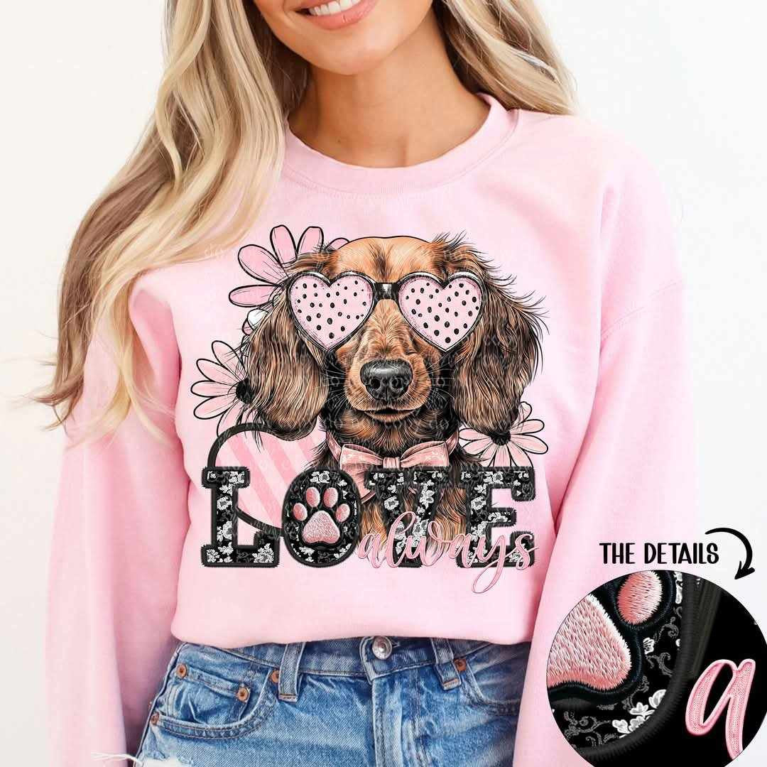Love always long hair dachshund (TTD) 80782 DTF transfer