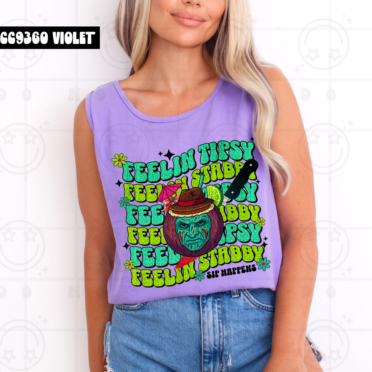 Feelin tipsy stacked green and blue (HW) 99441 DTF transfer