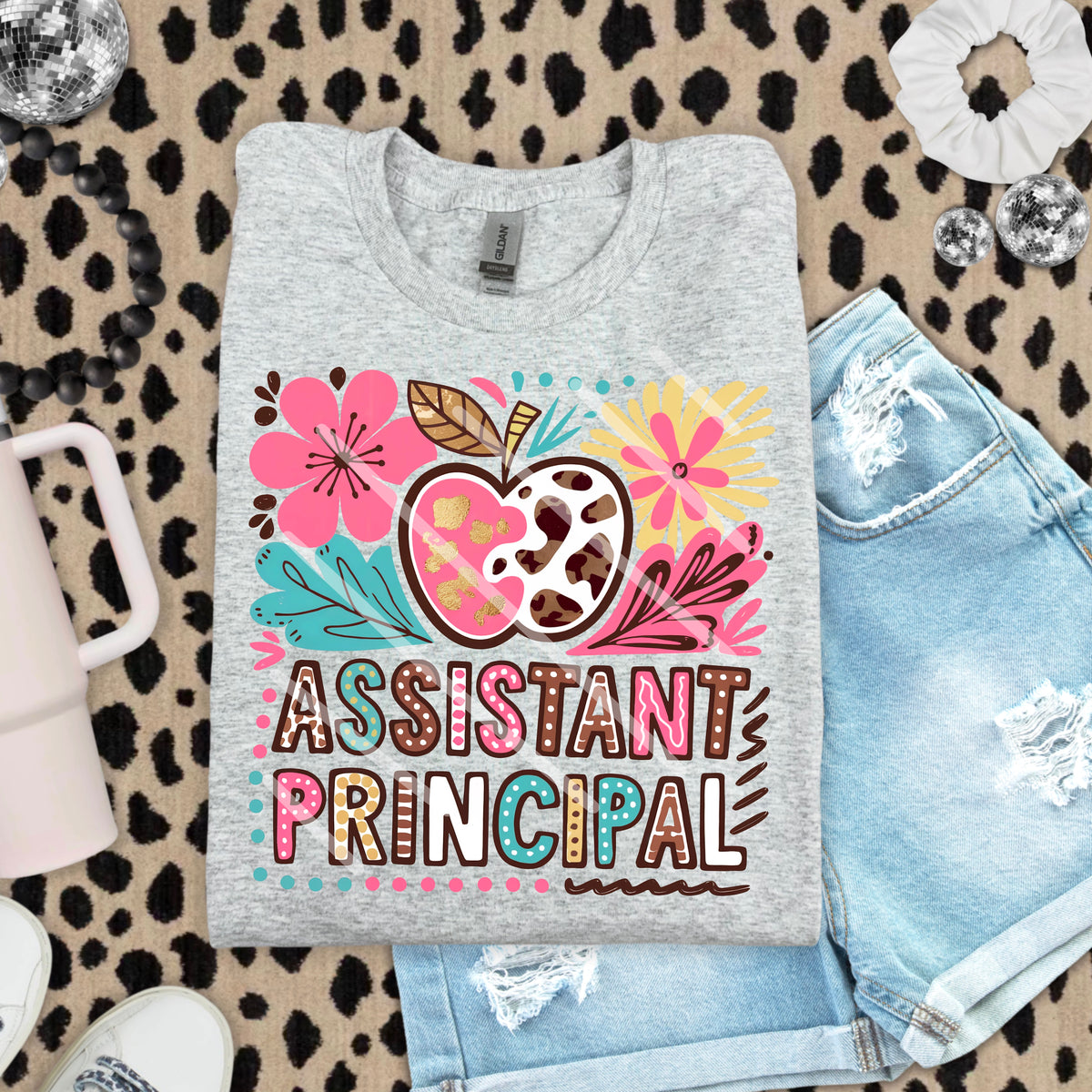 Assistant Principal Abstract Florals with Apple 110831 DTF Transfer