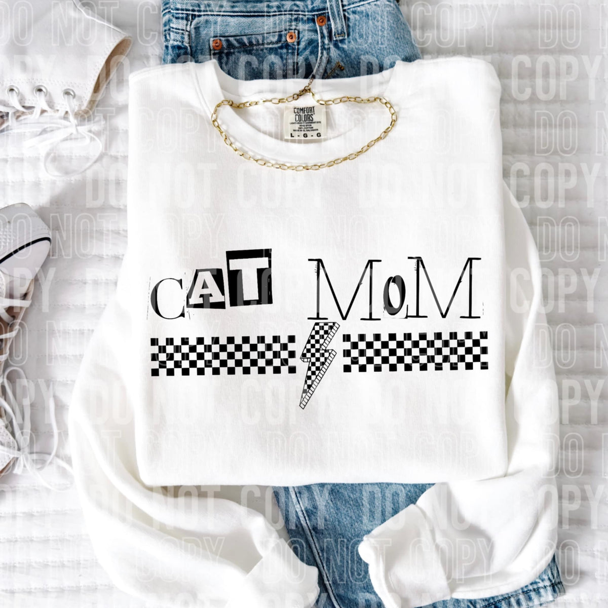 Cat mom lightning bolt 96999 DTF transfer