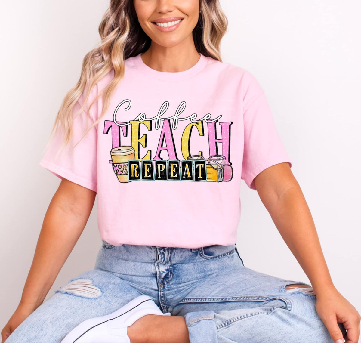 Coffee teach repeat 94416 DTF transfer