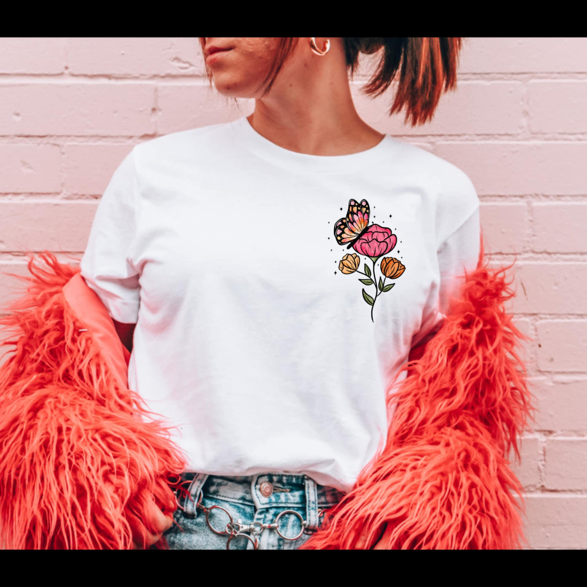 Flower with butterfly 94636 DTF transfer