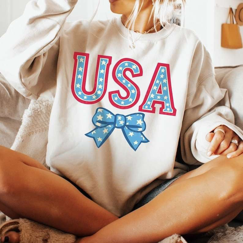 USA blue starry bow 84325 DTF transfer