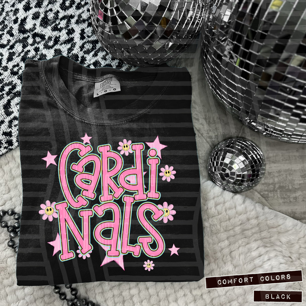 Cardinals Pink Flowers And Stars 104922 DTF transfer
