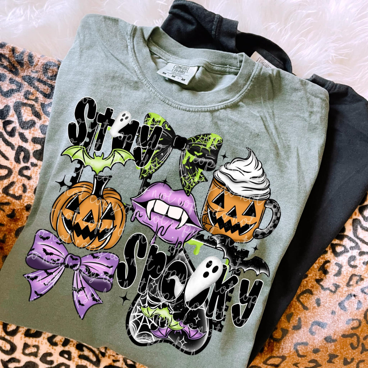 Stay Spooky lips bow pumpkin ghost MMD DTF transfer