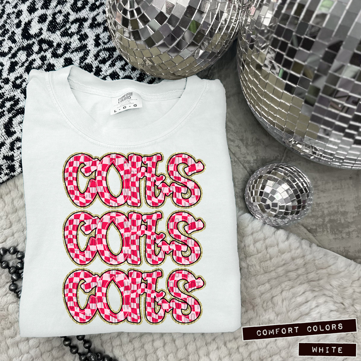 COLTS stacked pink checkered (Caplinger) DTF transfer