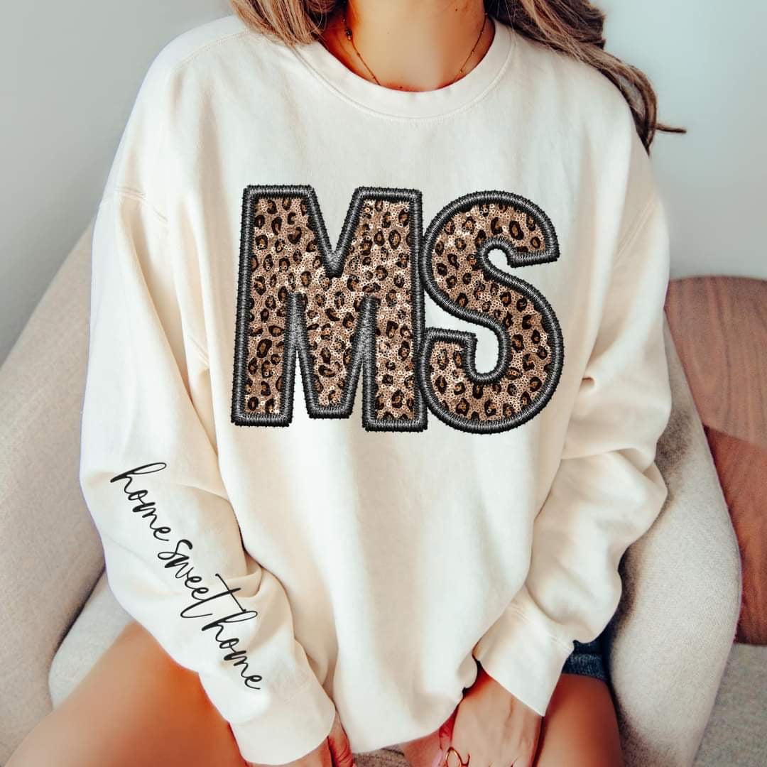 Mississippi faux embroidery leopard (sleeve sold separate) 49457 DTF transfers