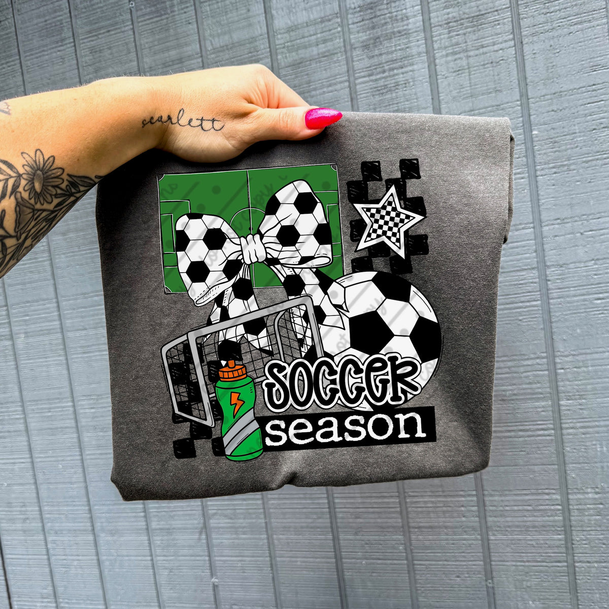 Soccer Season bow ball and net (with green) (MZ) DTF Transfer