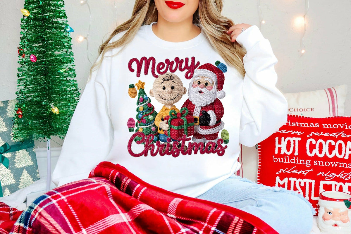 Merry Christmas a faux yarn peanut (SCG) DTF transfer