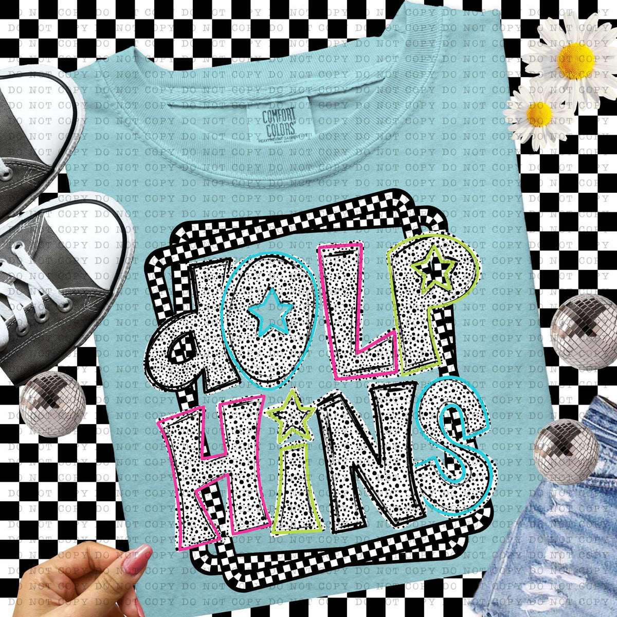 Dolphins Dalmatian filled mascots (ECHT) 55128 DTF transfer