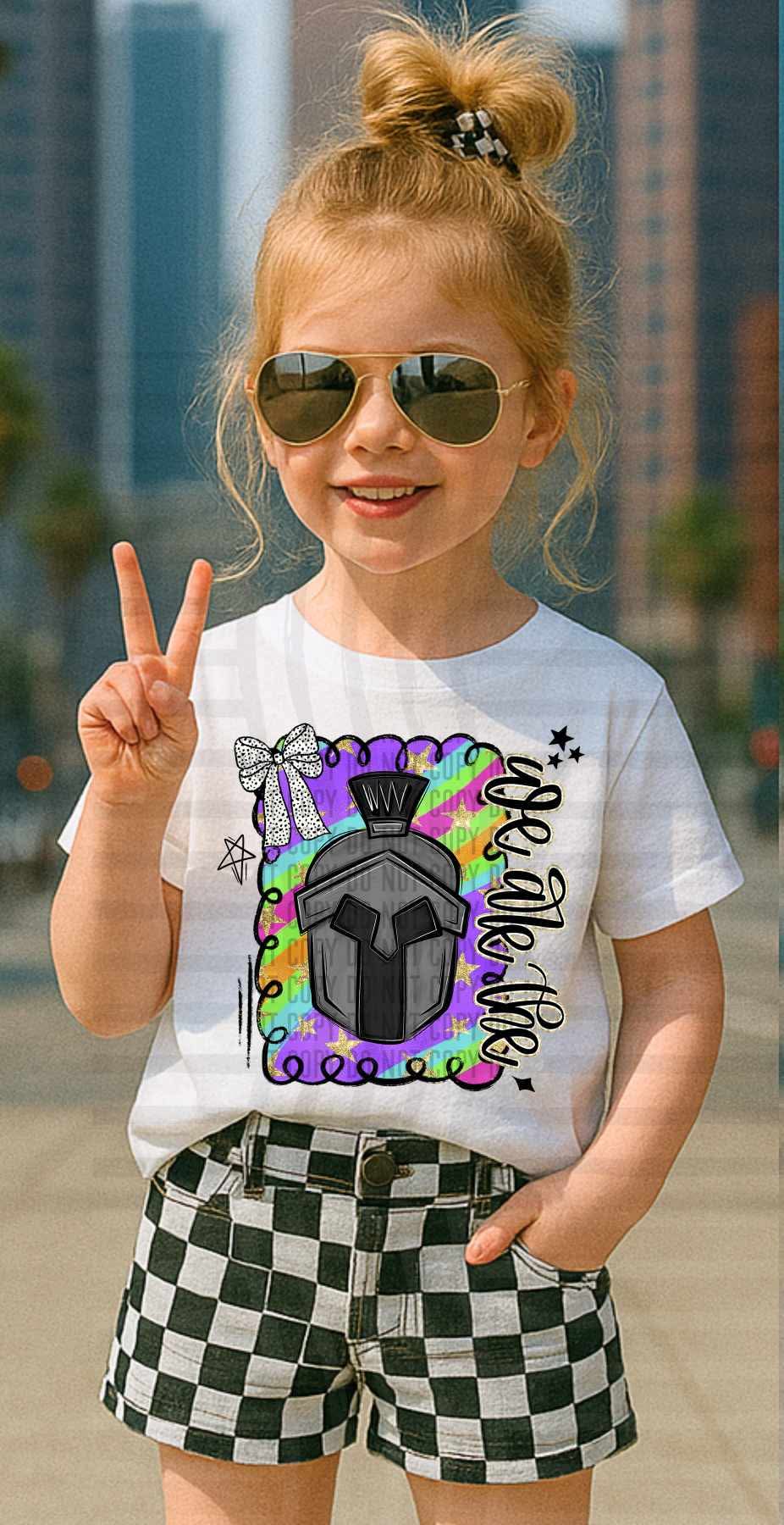 We are the Trojans Preppy Swirl Mascots (Caplinger) DTF transfer