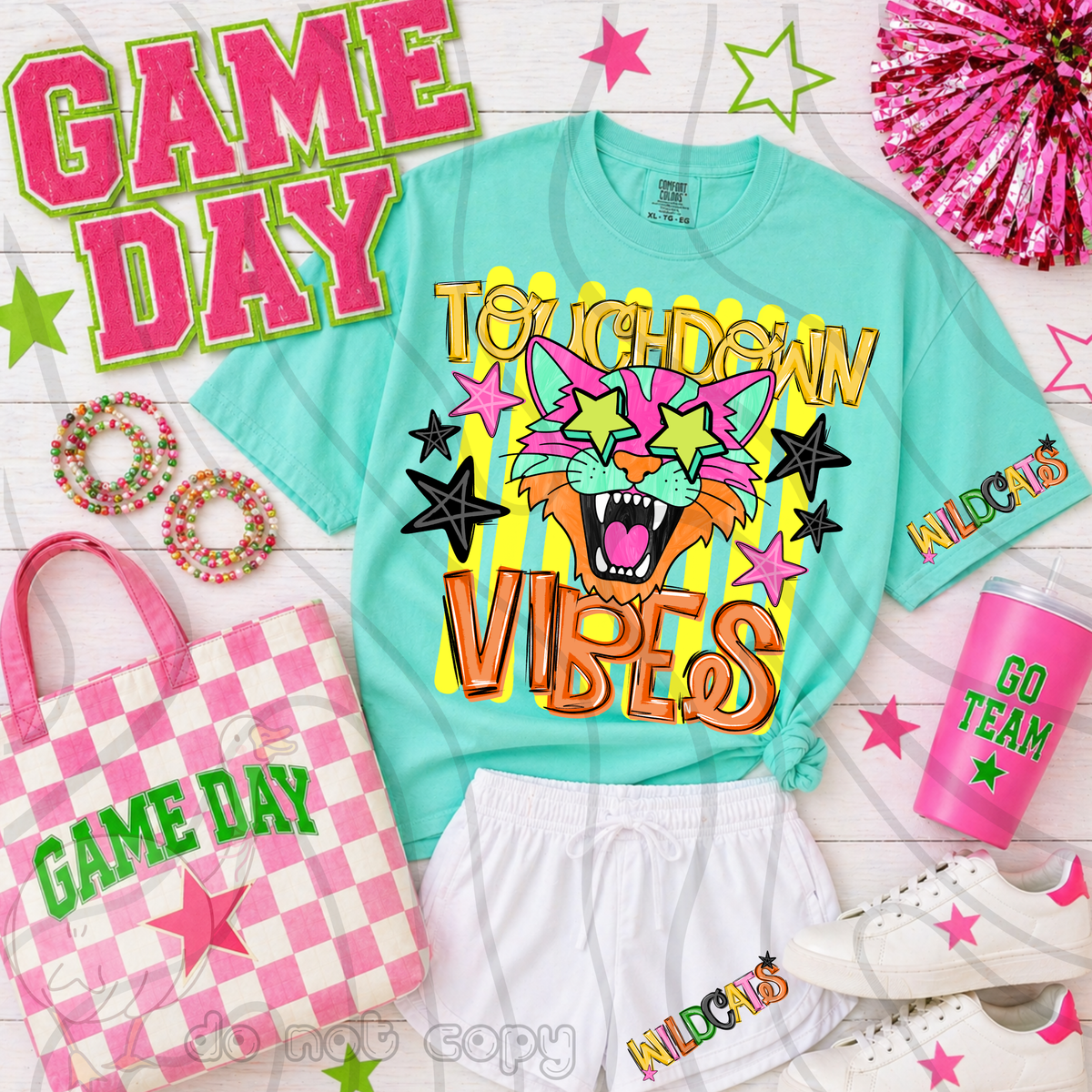 Wildcats touchdown vibes NEON (SLEEVE ONLY) (DKD) DTF Transfer