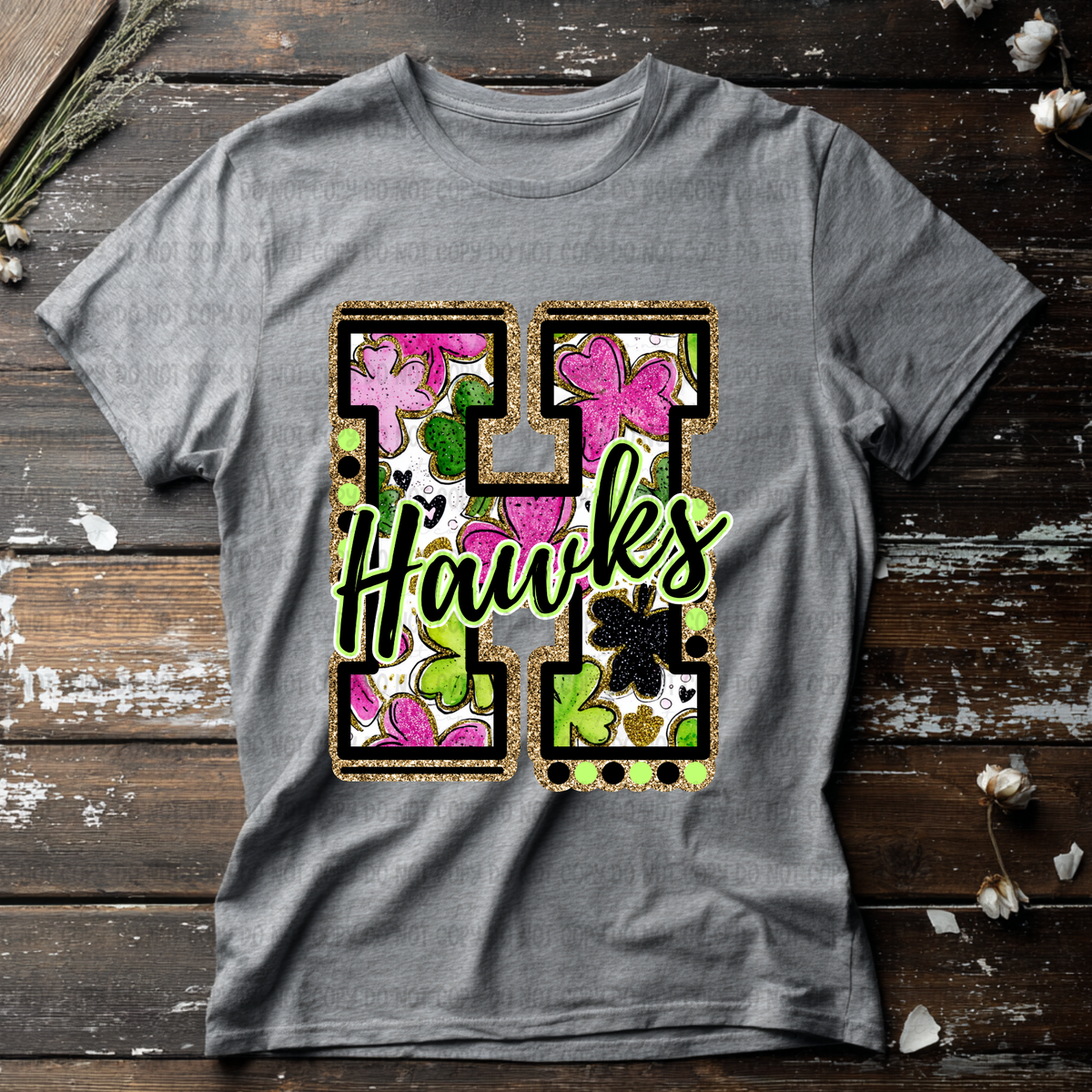 Hawks letter St. Patrick's Day PINK (Revel) DTF Transfer