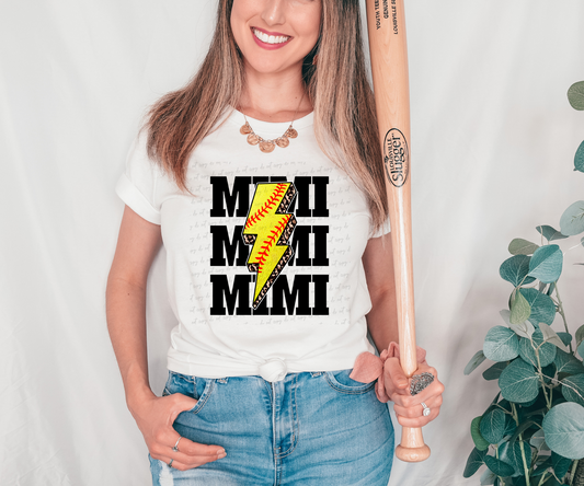 Mimi softball lightening bolt 28955 DTF Transfer