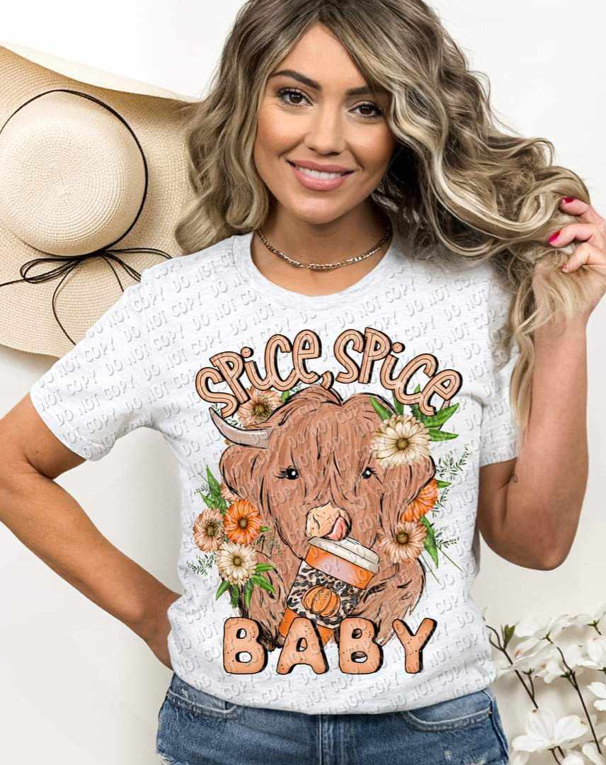 Spice spice baby (shaggy cow with pumpkin spice latte) 9233 DTF TRANSFER