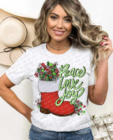 Peace love joy santa boot with flowers 9232 DTF TRANSFER