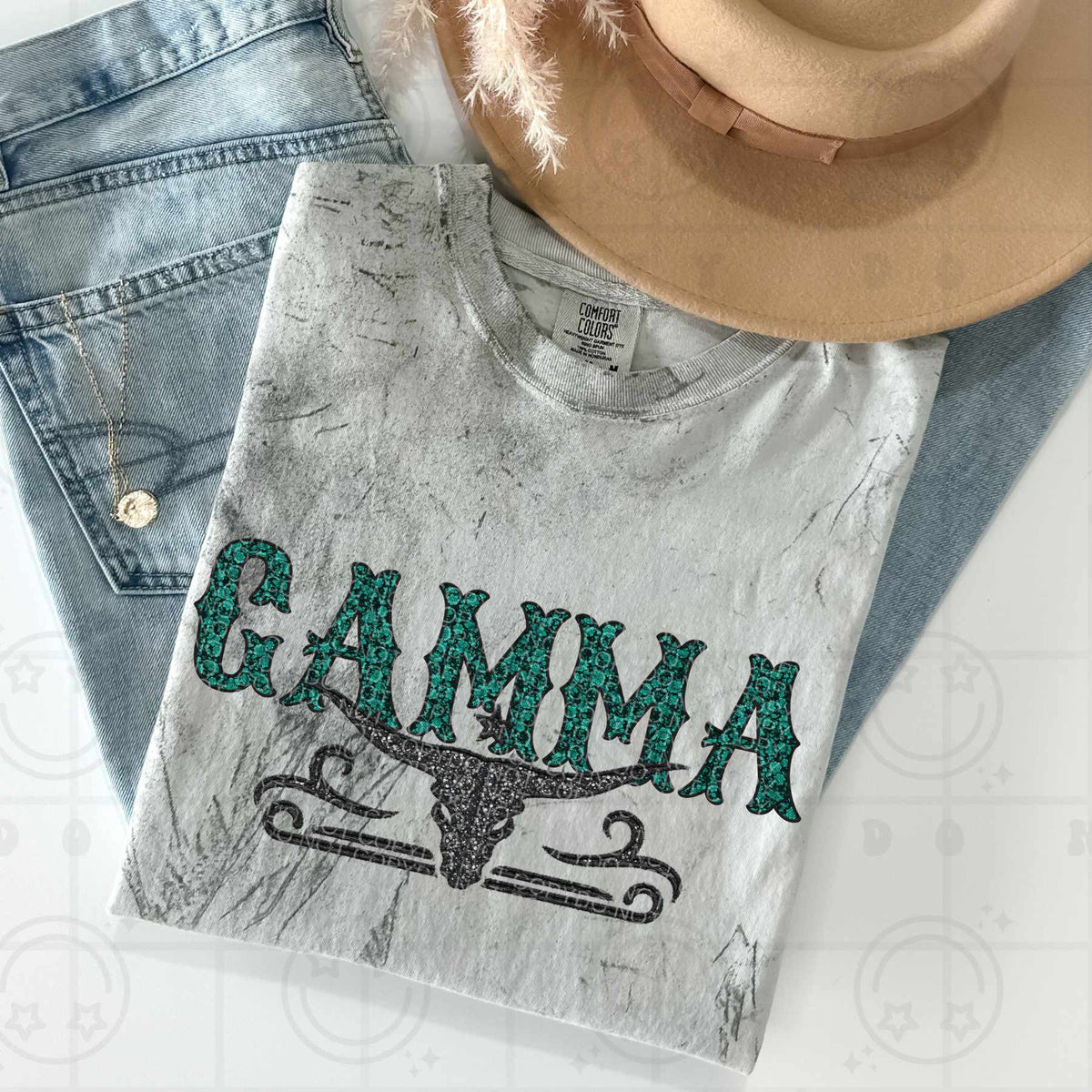 Gamma bull skull (HW) 84501 DTF transfer
