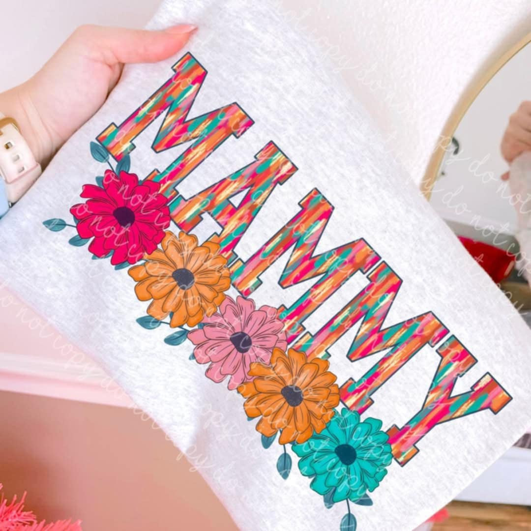 Mammy brushstrokes with flowers (MMD) DTF transfer