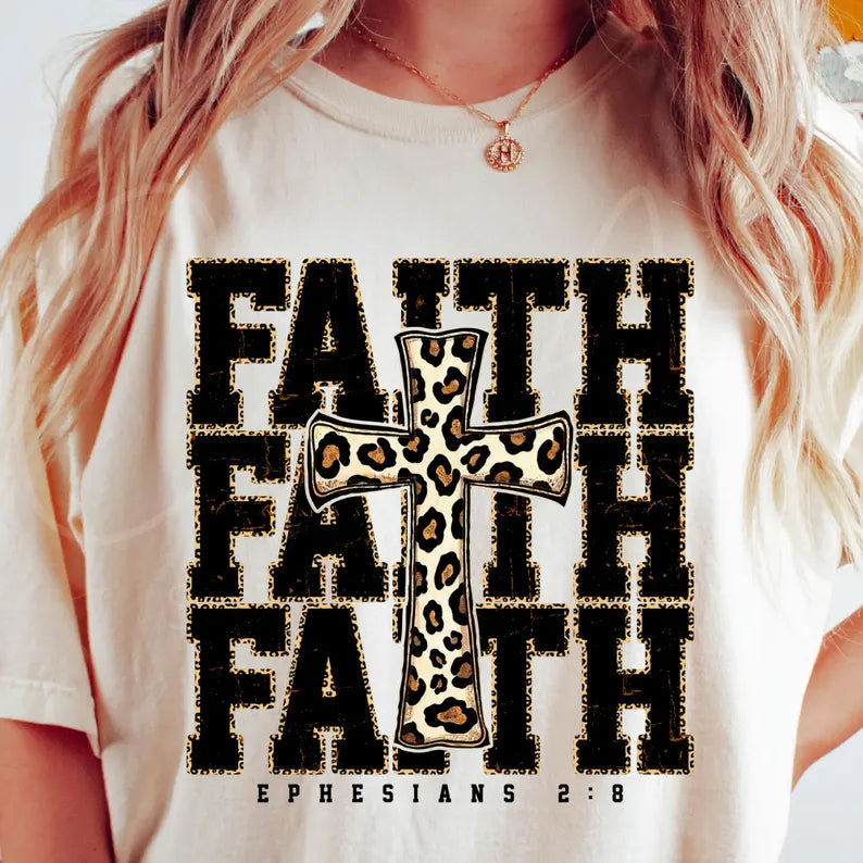 Faith stacked leopard cross 96701 DTF transfer